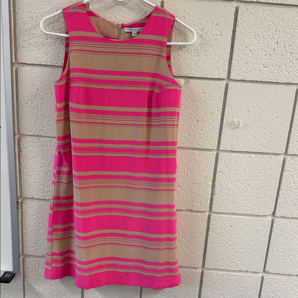 Amanda Uprichard Pink And Tan Striped Dress